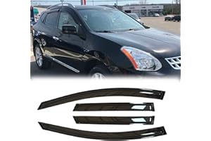 Puermto Side Window Wind Deflector, 4pcs Out-Channel Tape-On Nice Rain Guards Set, Window Visor fit for Nissan 2009-2013 Rogue & 2014-2015 Rogue Select 94076