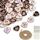 52Pcs Heart Letter Charms for Jewelry Making, Initial Alphabet Charms for Bracelet Becklace Earrings, Stanley Cup Wine Glass Drink Markers