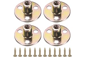 uxcell 4Pcs M6 T-Nuts, Zinc Plated Steel Brad Hole Tee Nut with Screws, 3-Hole Round Base Weld Nuts 17.4mm Height Through Hol