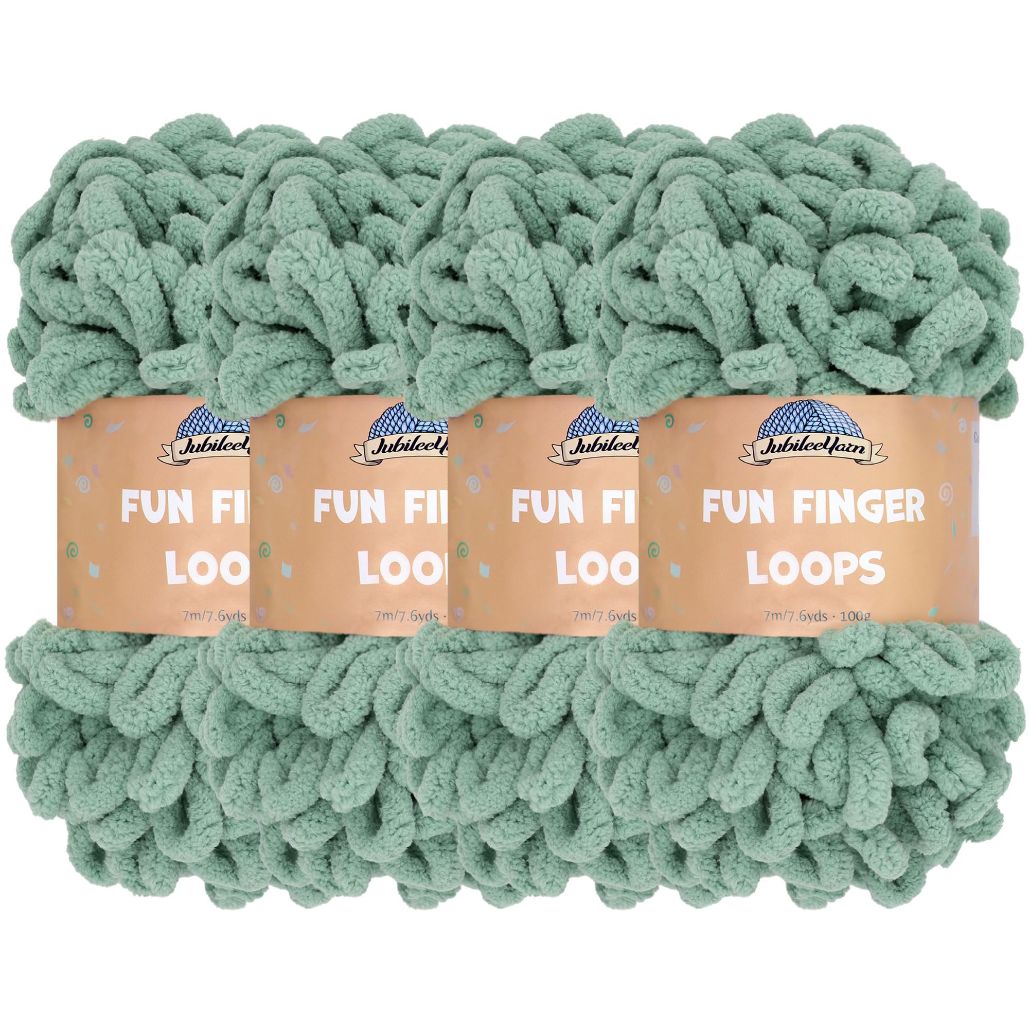 JubileeYarn Fun Finger Loops Yarn - Polyester Jumbo Weight Loop Yarn - 100g/Skein - Hunter - 4 Skeins — image 1