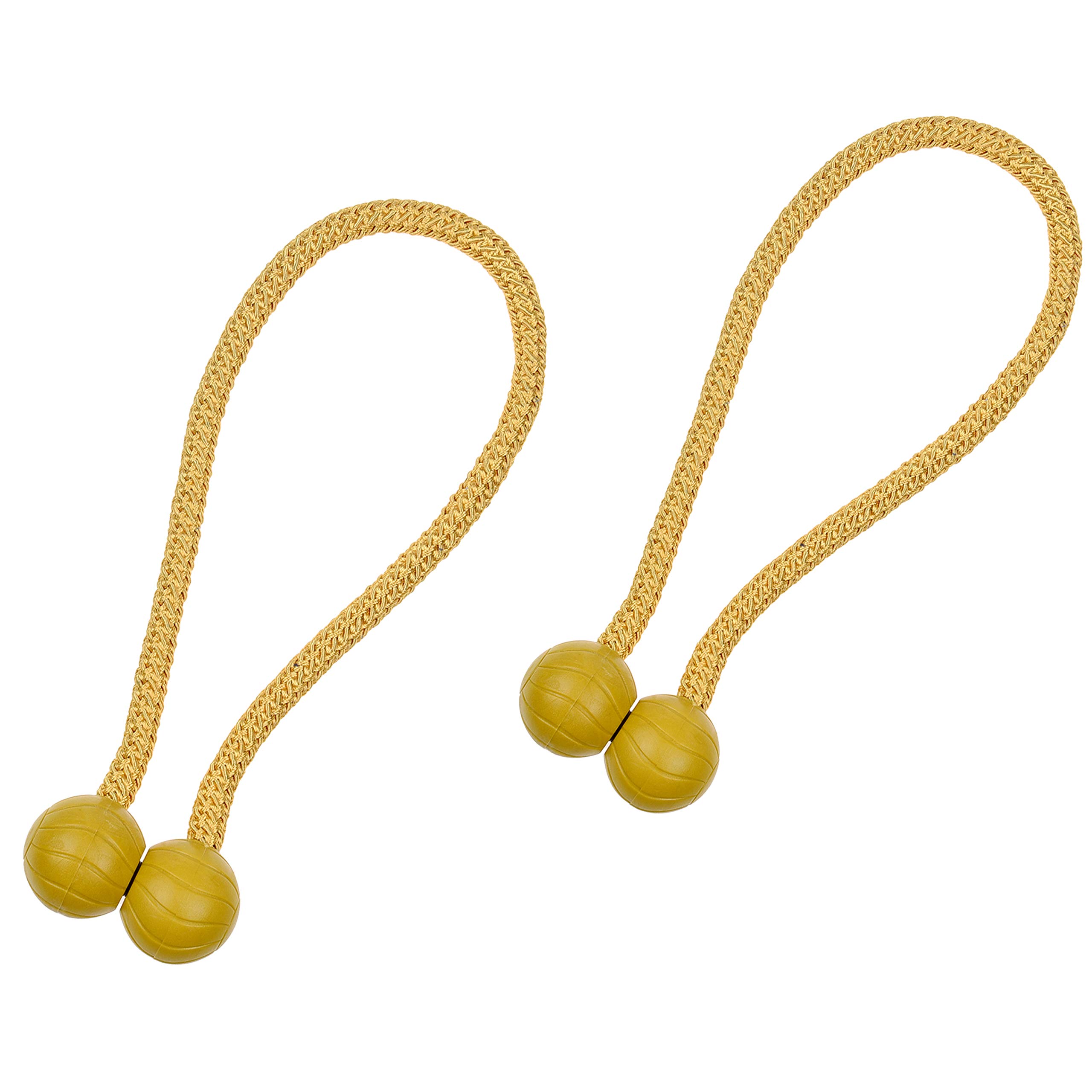 Kare & Kind Magnetic Curtain Tiebacks - 2x Decorative Rope Holdbacks - 45cm in Length- For Thin, Thick Curtains, Draperies - For Homes, Indoor and Outdoor Curtains - Ball-Shaped (Gold)