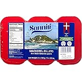 Sanniti Mackerel Fillets in a Rich Tomato Sauce | Super Food | High in Protein | High in Omega 3, 4.4 oz (Pack of 3)