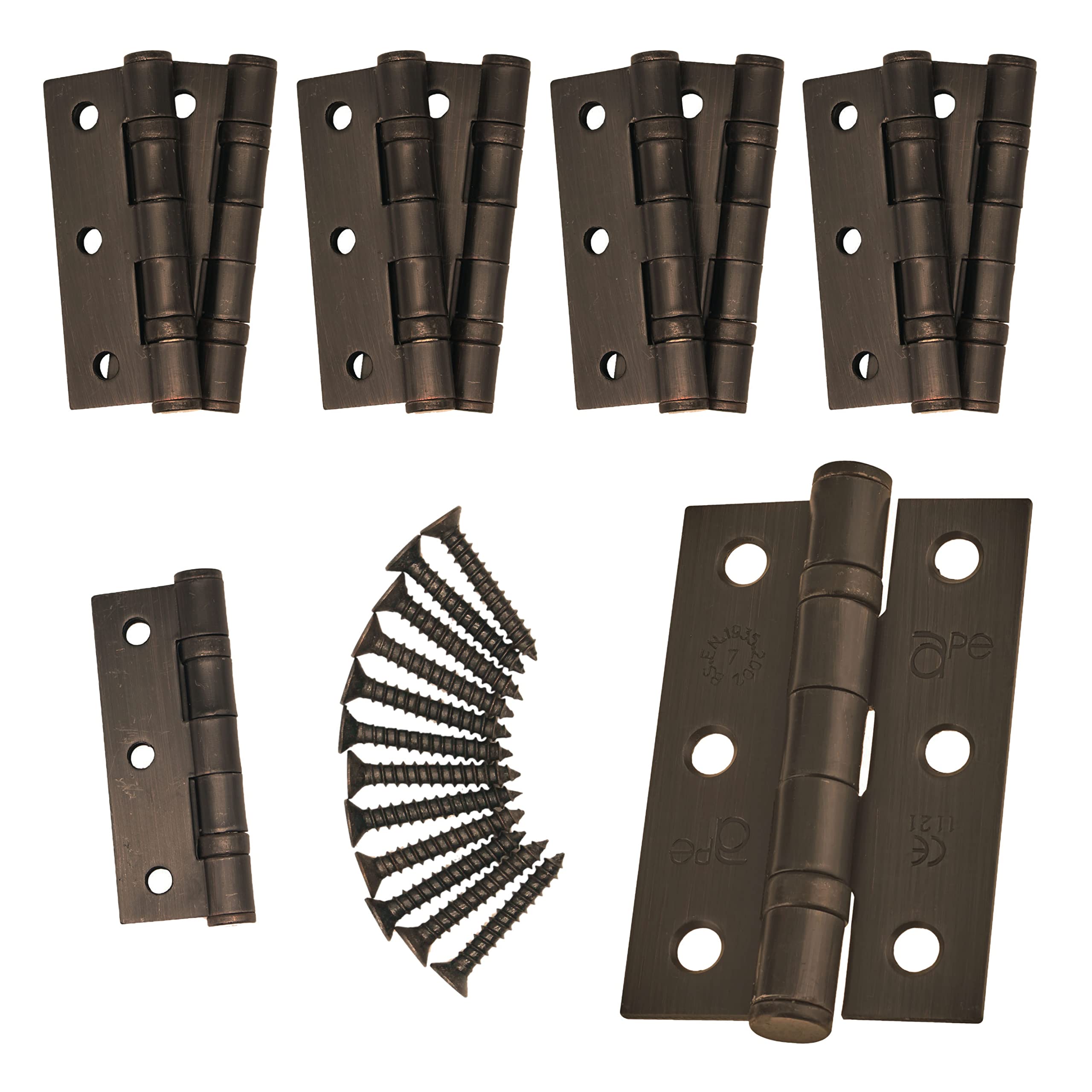 Door Hinges 3" 76mm Ball Bearing 5 Pair Pack [10 Hinges & Screws] Dark Bronze