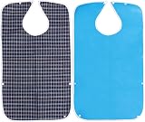 kuou Adult Bibs 3 Pack Red Green Blue Washable Elderly Dining Bibs view 5