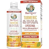 MaryRuth Organics | Liposomal Turmeric & DHA | Curcumin | Ginger Root Oil | Algal DHA & Vitamin E | Cognitive Function | Mood Support | Joint Health | Liquid Supplement | 15.22 oz