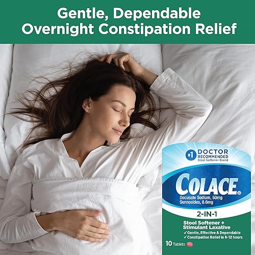 Colace 2-IN-1 Stool Softener Stimulant Laxative Tablets, 10