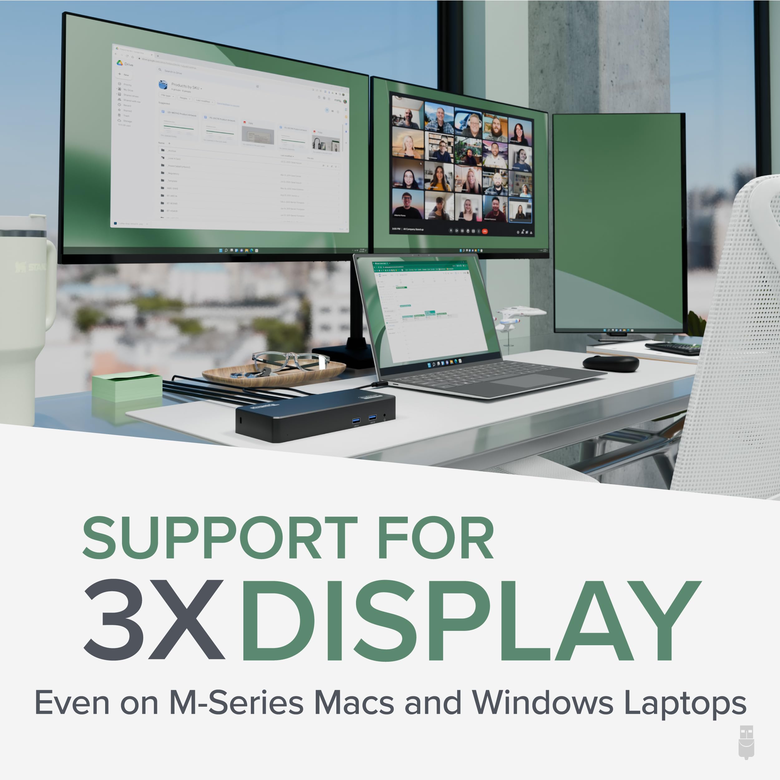 Plugable USB C Triple Display Docking Station | 100W PD, 3x HDMI (1x 4K 30Hz, 2x 1080p 60Hz), 6x USB 5Gbps Ports | Windows, macOS, ChromeOS Compatible - Enhance Productivity with Multi-Monitor Support