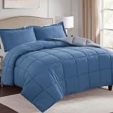 HIG 3 Pieces Dusty Blue Reversible Duvet Set Double 200x200cm OEKO-TEX view 1