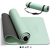 CAMBIVO Yoga Mat for Women Men Kids, 1/3 & 1/4 & 2/5 Inch Extra Thick Yoga Mat Non Slip, 72" x 24" TPE Yoga Mats, Workout Mat with Carrying Strap for Yoga, Pilates and Floor Exercises