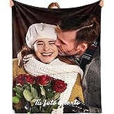 Bemaystar Custom Photo and Text Blanket - Personalized Gifts for Men Women Family, Custom Blankets, Personalized with Photo, Collage Blanket, Father's