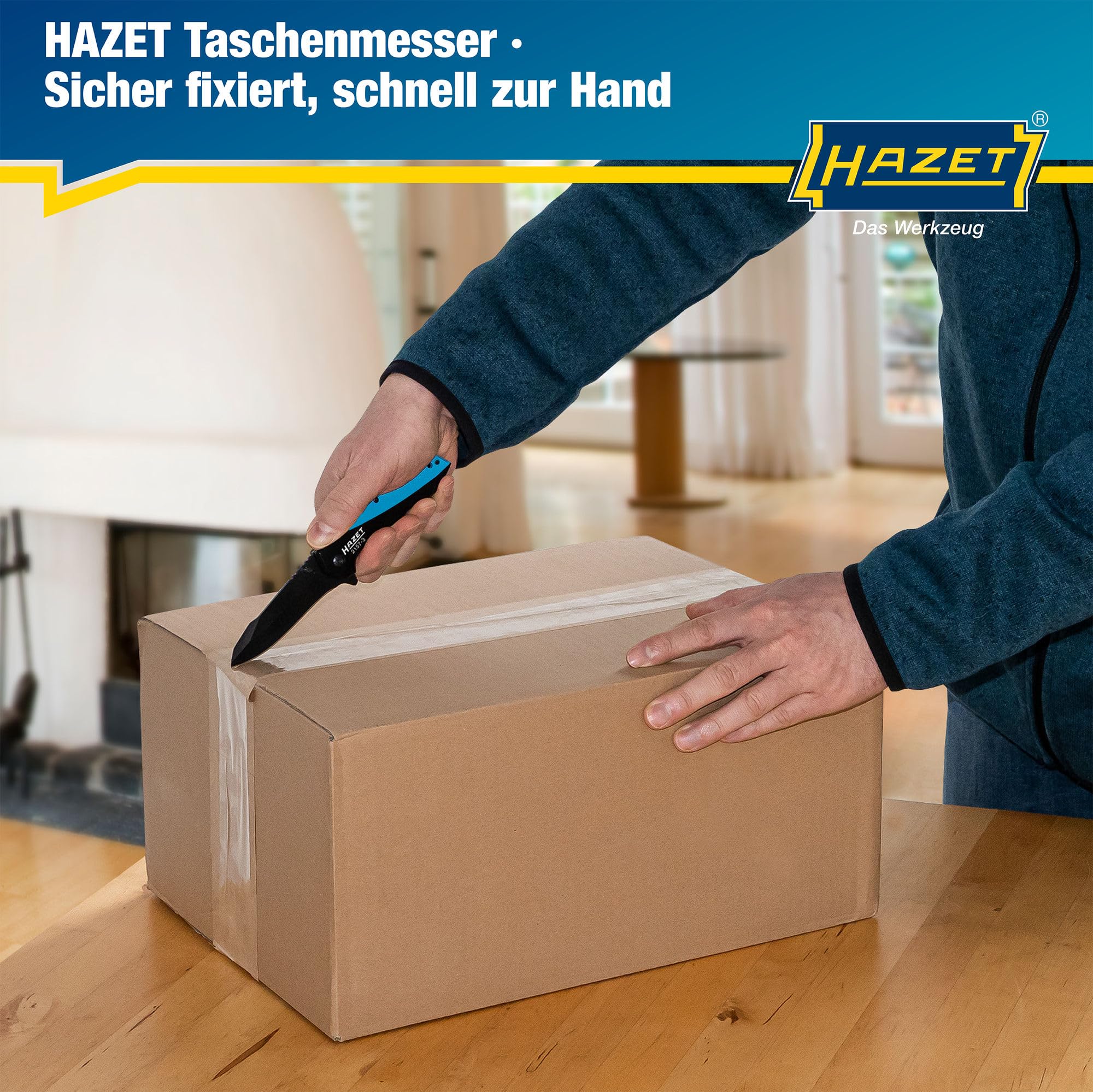 Hazet Klappmesser 2157-3 I Outdoor Taschenmesser mit hochwertiger Edelstahl-Klinge I Aluminium-Griff mit Fingermulden für den Einsatz in Werkstatt, Industrie oder Hobby 5