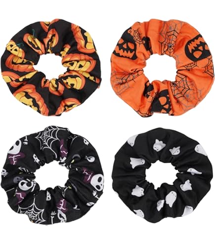 Amazon.com: 4 Pieces Halloween Hair Scrunchies, Ghost Star 
