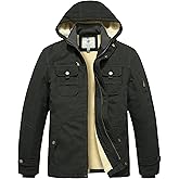 WenVen Men's Winter Sherpa Parka Mid Length Thicken Military Style Warm Jacket with Removable Hood