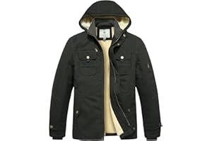 WenVen Men's Winter Sherpa Parka Mid Length Thicken Military Style Warm Jacket with Removable Hood