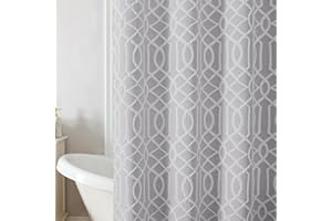 OWENIE White Shower Curtain for Bathroom, 3D Embossed Geometric Polyester White & Light Grey Fabric Shower Curtains, Modern Luxury Elegant Innovative Design Hotel Style, 72 x 72 Inch