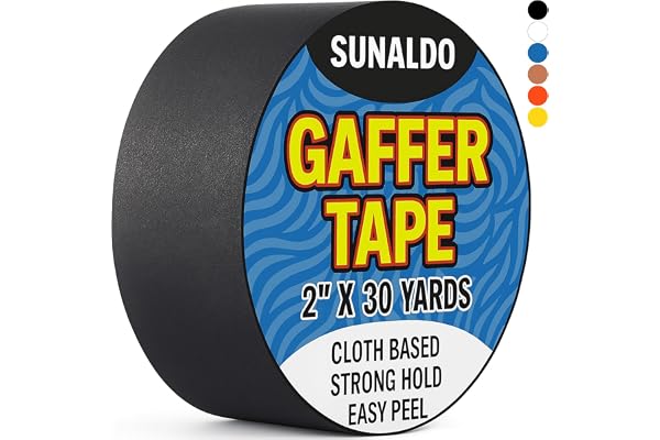 SUNALDO Gaffers Tape Strong Hold, Easy to Rip, Residue-Free Professional Grade Floor Tape for Electrical Cords, Matte Finish