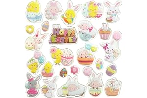 BESTUS Easter Gel Window Clings Sticker 26pcs for Toddlers Easter Basket for Kids, Office Decorations & Easter Window Stickers. Refrigerator Stickers. Decal Window Party Decoration Favors