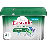 Cascade Platinum Dishwasher Pods, Dishwasher Detergent, Dish Detergent Soap, Fresh, 34 count