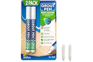 Grout Pen White Tile Paint: Waterproof Tile Grout Colorant and Sealer Marker for Cleaner Looking Floors & Whitener Without Bl