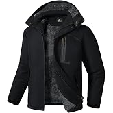 ZITY Men's Ski Jacket Windproof Waterproof Warm Fleece with Detachable Hood | Winter Snowboard Coat with Multi Pockets Parka Raincoat for Outdoor Cold Weather