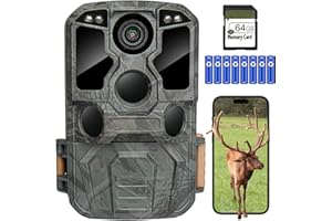 KJK Trail Camera WiFi 8K 84MP with 64GB Memory Card, Game Camera with Night Vision, 0.05s Trigger Motion Activated, IP67 Waterproof 130°Wide-Angle 42pcs No Glow Infrared LEDs for Wildlife Monitoring