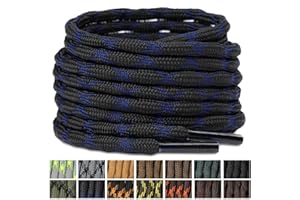 Stepace Wave Round Boot Laces [2 Pairs] Heavy Duty Shoelaces,Work Boots & Hiking Shoes