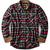 CQR Men's 100% All Cotton Button Down Flannel Shirts, Long Sleeve Brushed Warm Soft Casual Outdoor Plaid Shirt