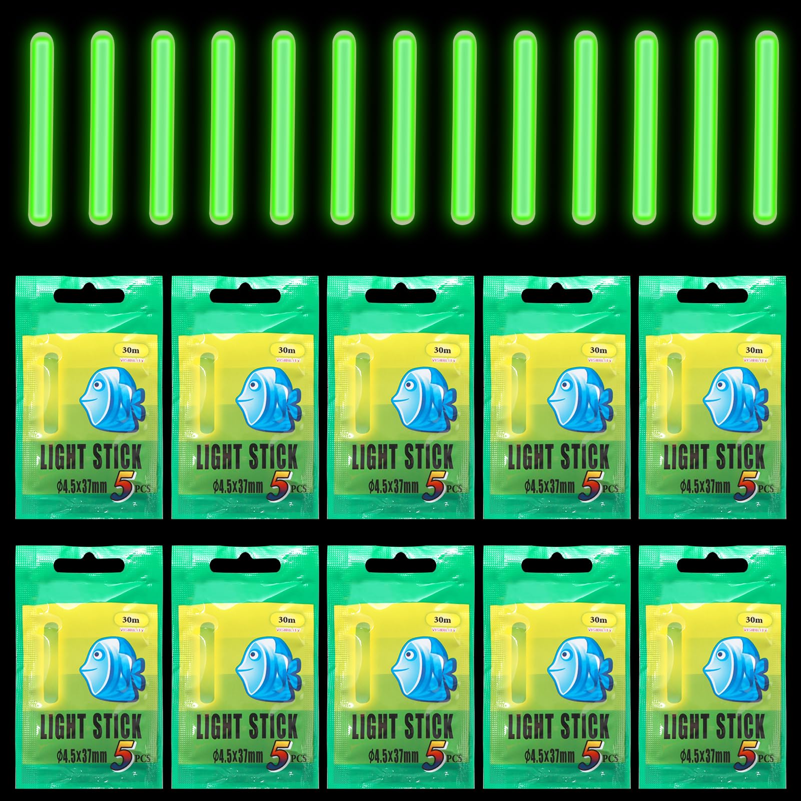 50Pcs Glow Sticks for Fishing Pole,Rod Tip Lights for Night Fishing,Fluorescent Glow Lamp Waterproof Night Fishing Bite Alarm Fishing Lights for Night Fishing Accessories