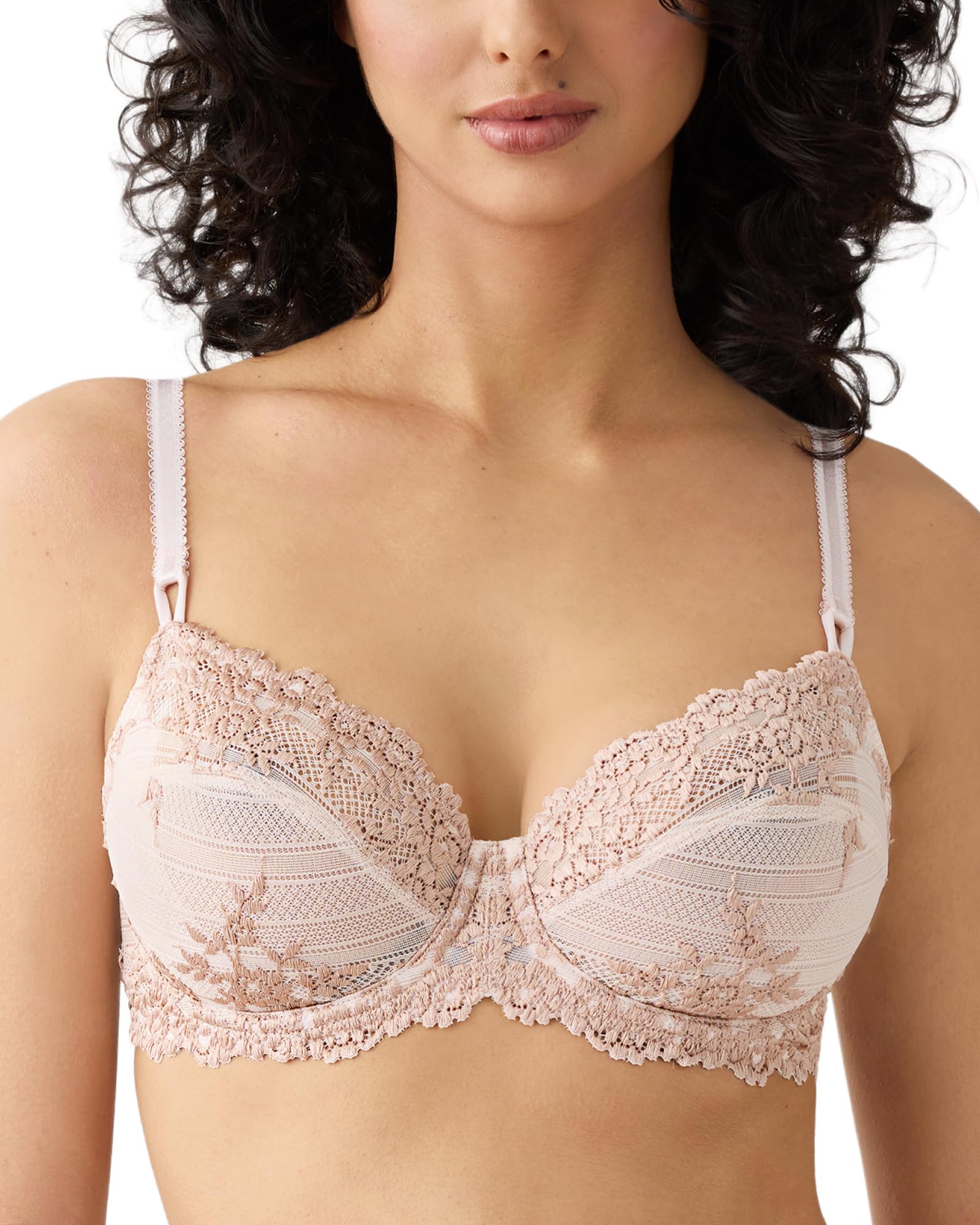 Wacoal Women's Embrace Lace Unlined Underwire Mid Coverage Bra, 65191, Angel Wing/Rose Dust, 34G Image