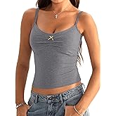 Danysu Women Padded Spring Tank Top Rose Square Neck Crop Tank Fitted Basic Cami Tops