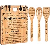 Gifts for Daughter in Law - "Recipe for a Special Daughter-in-Law" Daughter in Law Birthday Gifts Cutting Board Set, Bamboo-Made Engraved Utensil Set Birthday Gifts for Daughter in Law