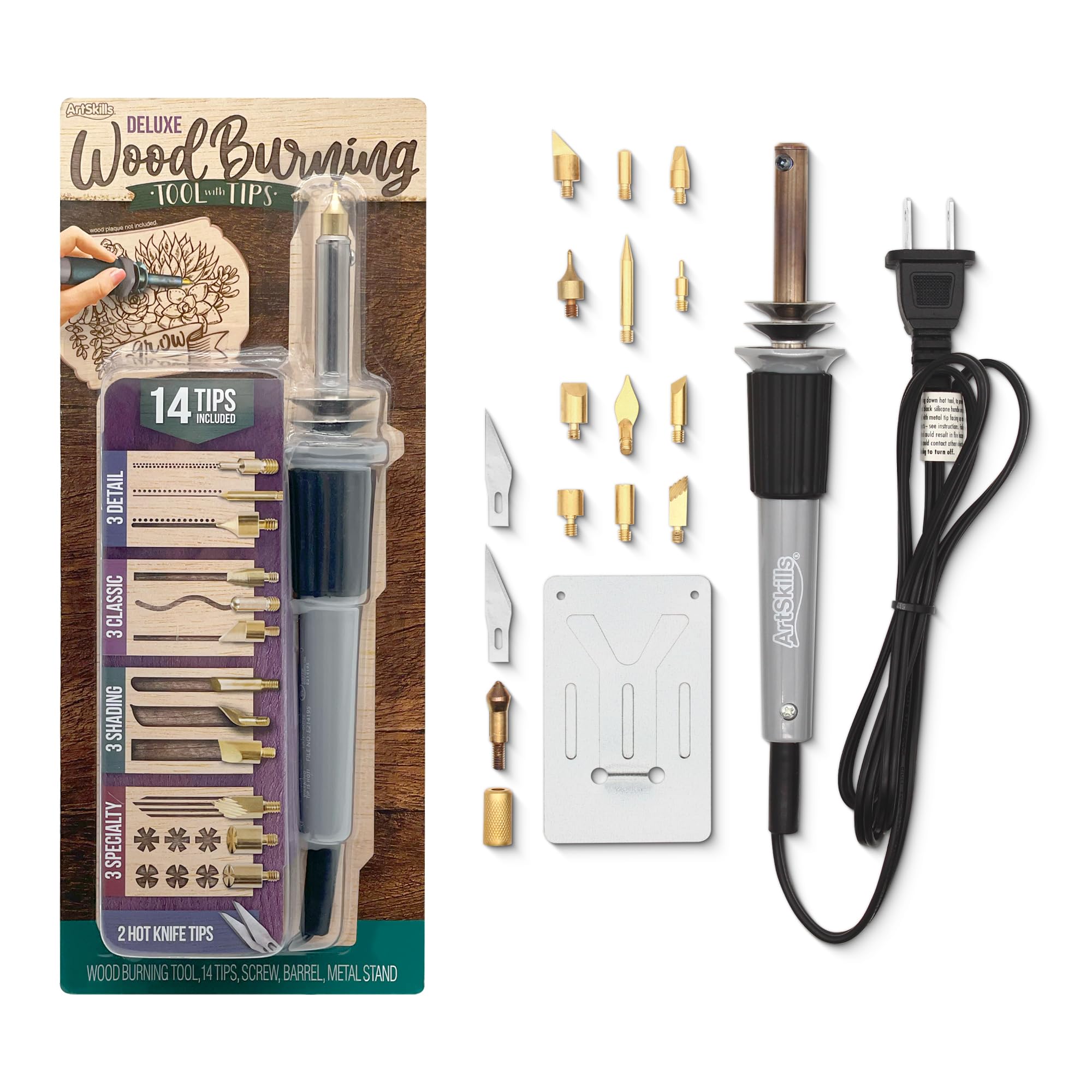 Photo 1 of ArtSkills Wood Burning Tool, Wood Burning Kit with Pen, 14 Tool Tips & 2 Hot Knife Tips
