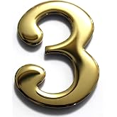 2" Solid Brass Mailbox Number #3 / Better Box Mailboxes Two Inch Tall Numbers with 3M Peel and Stick Auto Grade Adhesive - Clear Coat Sealed Weatherproof BN3
