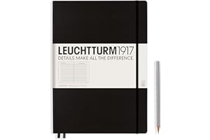 LEUCHTTURM1917 - Notebook Hardcover Master Classic A4+ - 235 Numbered Pages for Writing and Journaling (Black, Ruled)