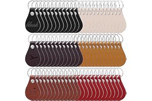 Tikjiua Leather Key Fob Kit - 72 Pcs PU Leather Key Fobs with Rivets and Keychain Ring,Leather Keychains Holder for Keychain Making Leather Craft Working