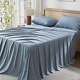 Andency Grayish Blue Queen Sheets Set, 100% Viscose Derived from Bamboo, Cooling Bed Sheets Queen Size, Deep Pocket Up to 16", Silky Soft Sheets, Hotel Luxury Breathable Bedding Sheets & Pillowcases
