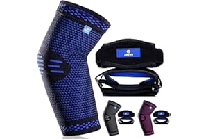 ABYON Compression Elbow Support, 1 Piece Compression Sleeve + 2 Pcs Tennis Elbow Pads for Men Women Pain Relieves Tendonitis, Arthritis, Tennis Elbow, Epicondylitis