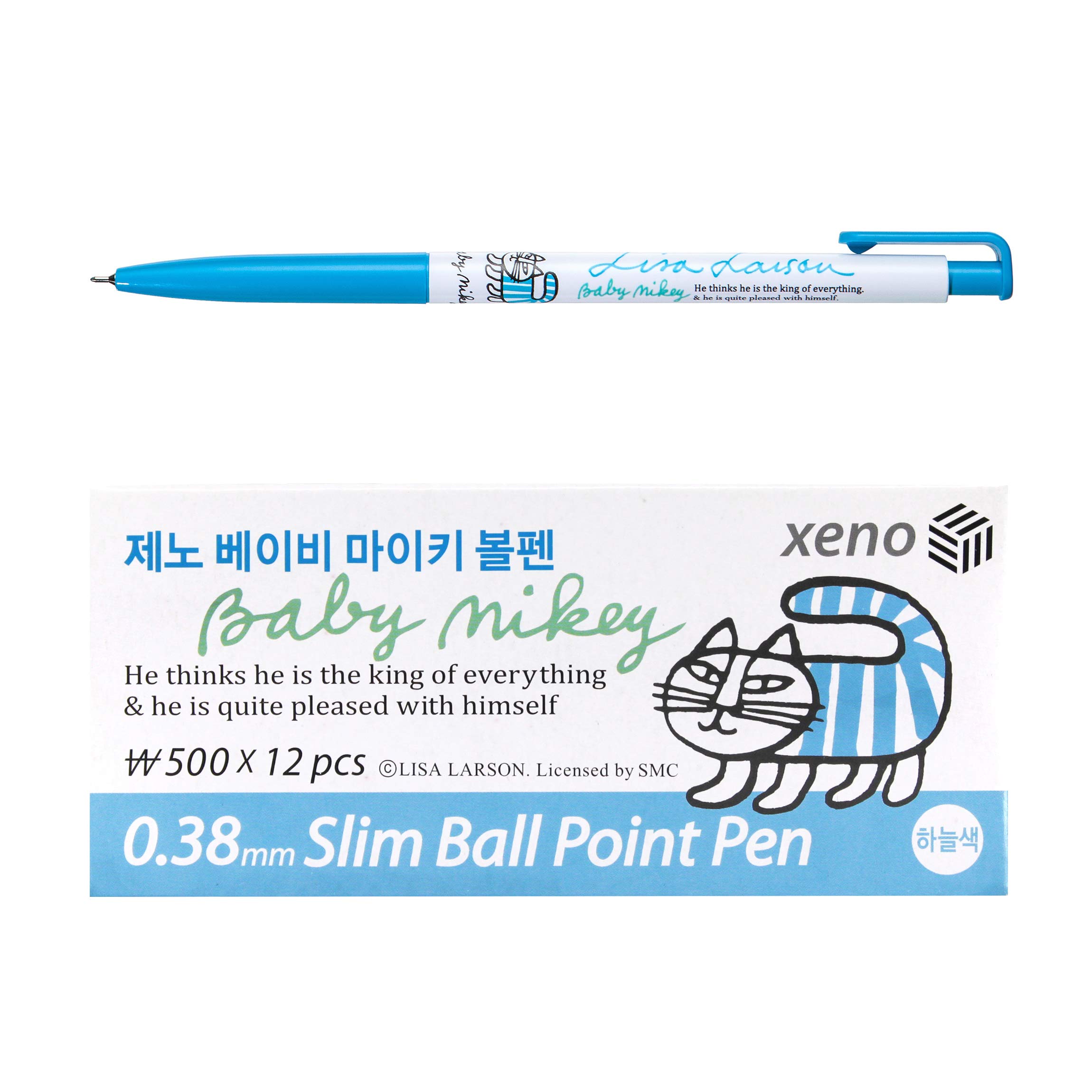 Xeno 0.38mm Slim Ballpoint Pen Shinzi Monpeluche to Baby Mikey Lisa 12 Pack (Skyblue 12 Pack)