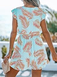 CUPSHE Women's Romper Tropical Flutter Sleeve Boho