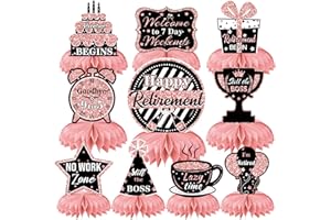 DTOFOOT 10 Pcs Retirement Party Decorations, Retirement Table Decorations for Women Rose Gold Happy Retirement Decorations Table Honeycomb Centerpieces