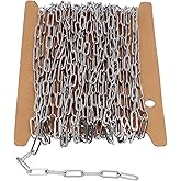 THREENEST 16.4-Feet Width 4mm Stainless Steel Paperclip Chains, Flat Wire Soldered Cable Long Craft Chain for Necklace Bracelet Earring Jewelry Making (2144)