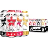 Rockstar Pure Zero Energy Drink,4 Flavor Pure Zero Variety Pack, 0 Sugar, with Caffeine and Taurine, 16oz Cans (12 Pack) (Packaging May Vary)