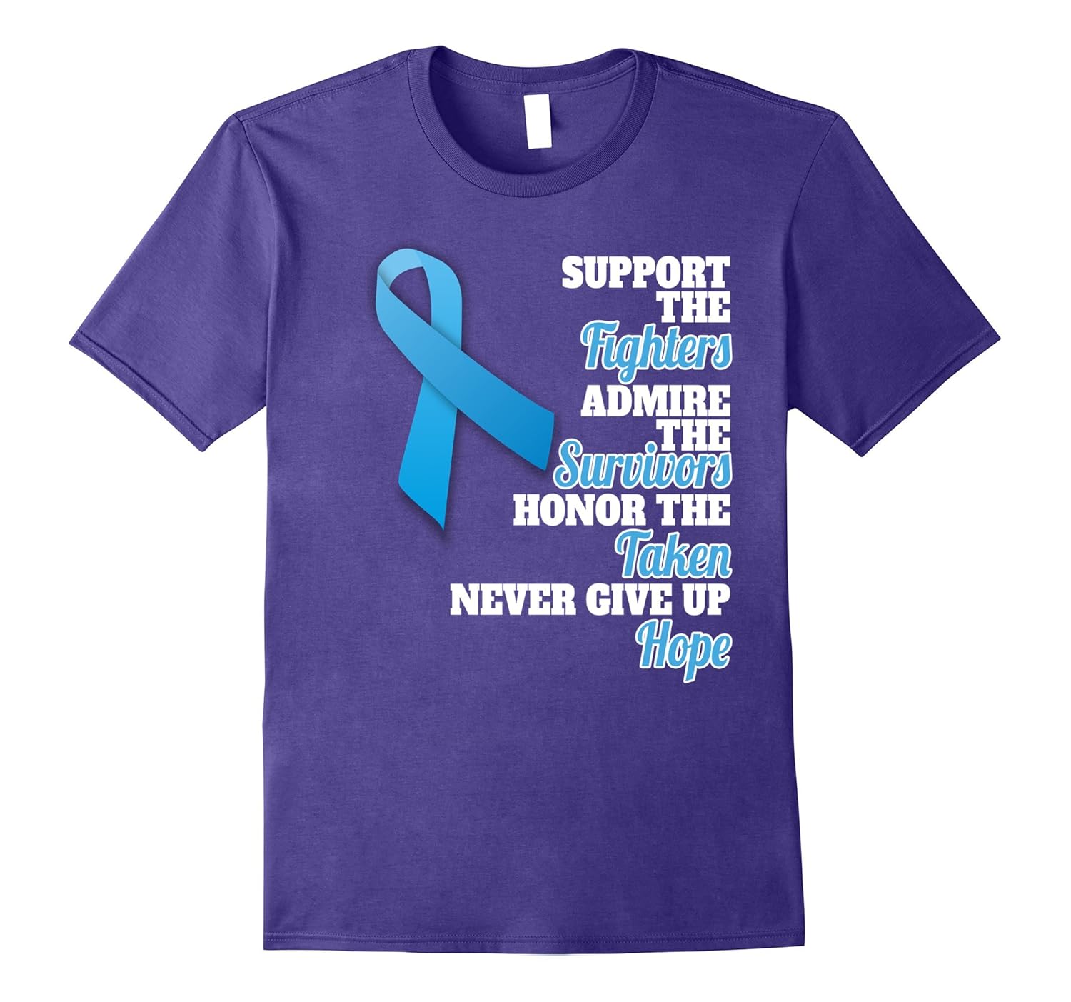 Support Prostate Cancer Awareness T-shirt Light Blue Ribbon-CL – Colamaga