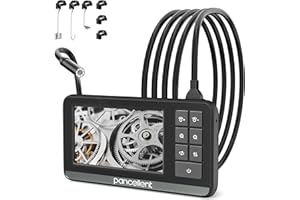 Industrial HD Digital Borescope, Pancellent 4.3" IPS Endoscope Inspection Camera with Handheld IP67 Waterproof Snake Sewer with 8 LED Lights 16.5ft Semi-Rigid Cable