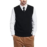 Kallspin Men's Wool Blended Vest Sweater Relaxed Fit V Neck Sleeveless Knitted Pullover