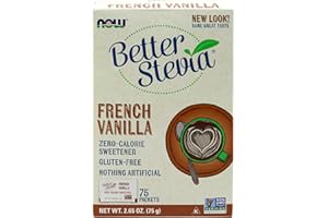 NOW Foods, BetterStevia French Vanilla Granulated Packets Zero-Calorie Sweetener, Keto Friendly, Suitable for Diabetics, No Erythritol 75 Count