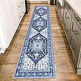 Yamaziot Washable Runner Rug, 2x8 Non-Slip Boho Vintage Hallway Rug Runner with Rubber Backing, Stain Resistant & Low Pile Faux Wool Distressed Carpet Runner for Bedroom, Kitchen, Laundry, Entrance