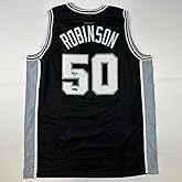 Facsimile Autographed David Robinson San Antonio Black Reprint Laser Auto Basketball Jersey Size Men's XL
