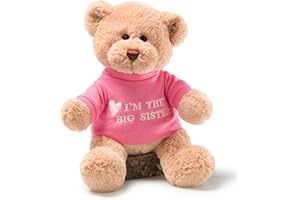 GUND “I’m The Big Sister” Message Bear with Pink T-Shirt, Teddy Bear Stuffed Animal for Ages 1 and Up, Brown, 12”