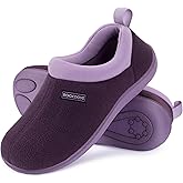RockDove Womens Soft Cuff Polar Fleece Two Tone Memory Foam Slipper Closed Back Indoor Outdoor Non Slip Rubber Sole Cozy Warm Gift
